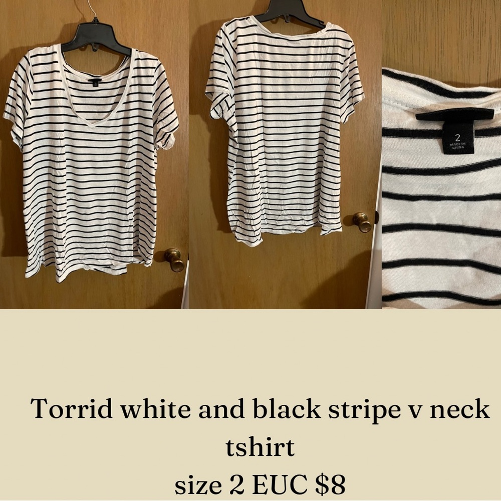 Torrid Black and White Striped Tee